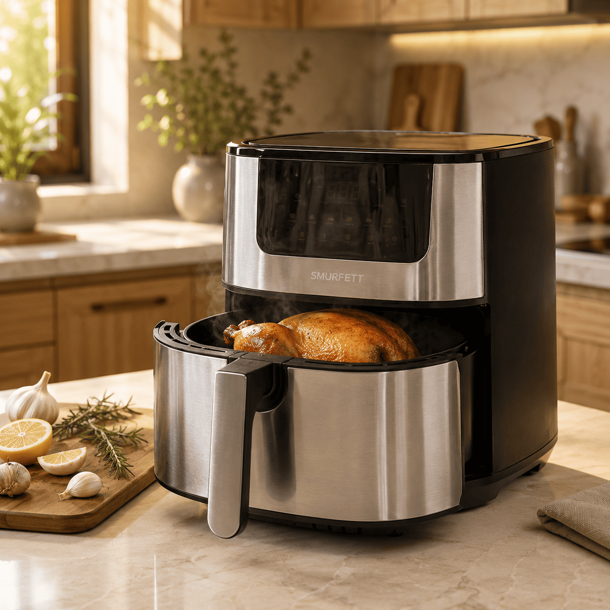 Friteuse sans huile SMURFETT 15L, vue principale de l'appareil avec écran digital — 3