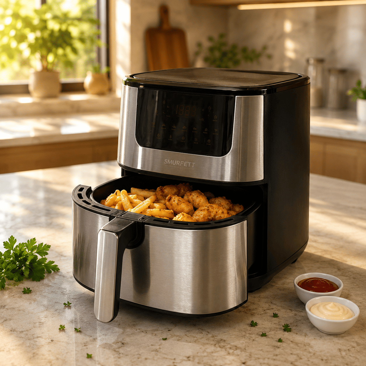 Friteuse sans huile SMURFETT 15L, vue principale de l'appareil avec écran digital — 4