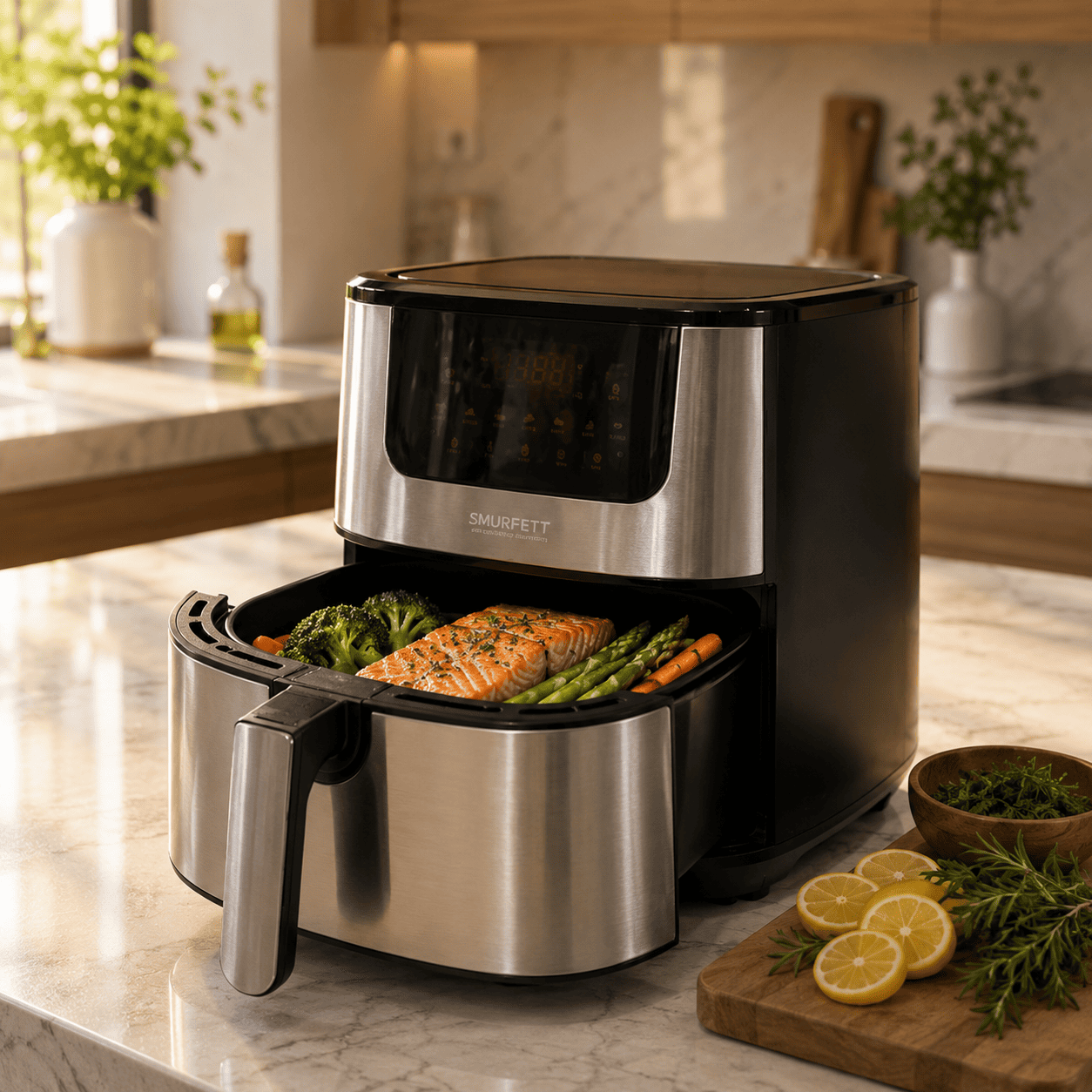 Friteuse sans huile SMURFETT 15L, vue principale de l'appareil avec écran digital — 5