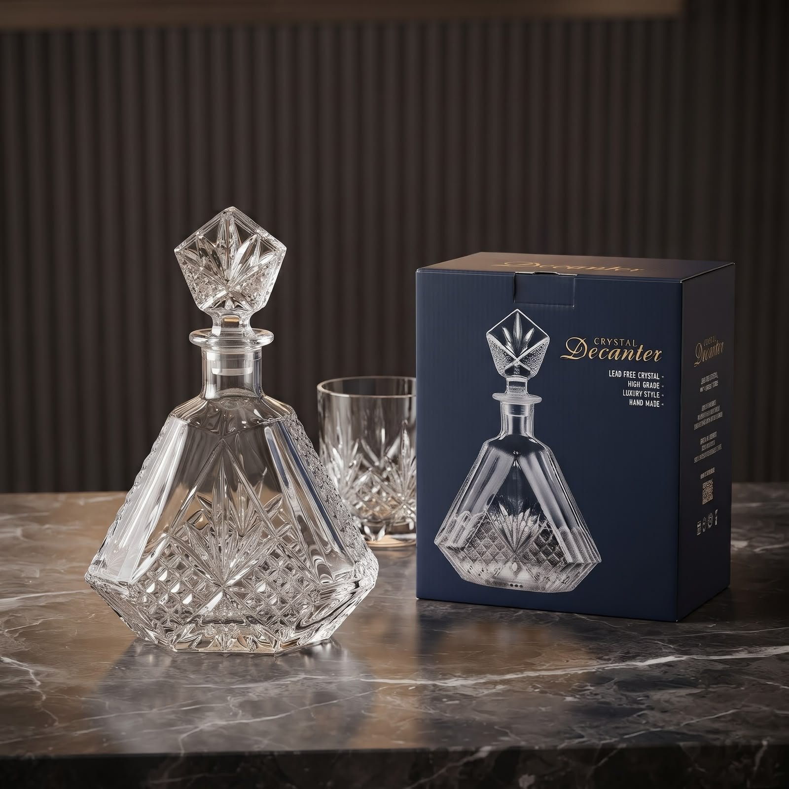 دورق Crystal Decanter بسدادة – نقش المعيّنات