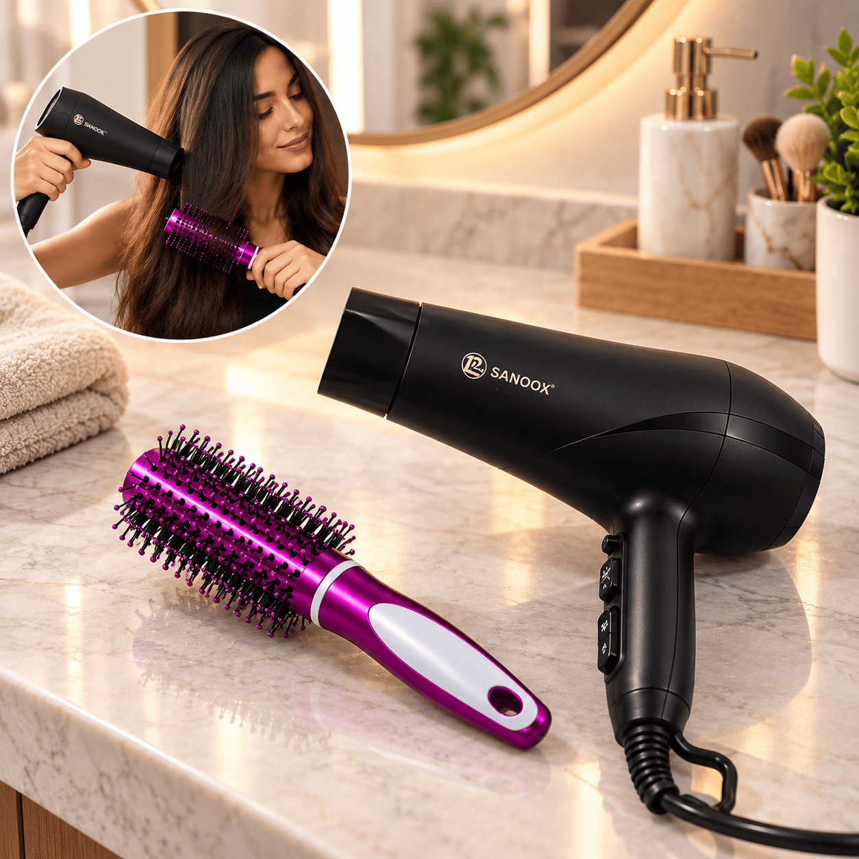 Pack Sèche-Cheveux & Brosse Coiffante – Séchage et Brushing