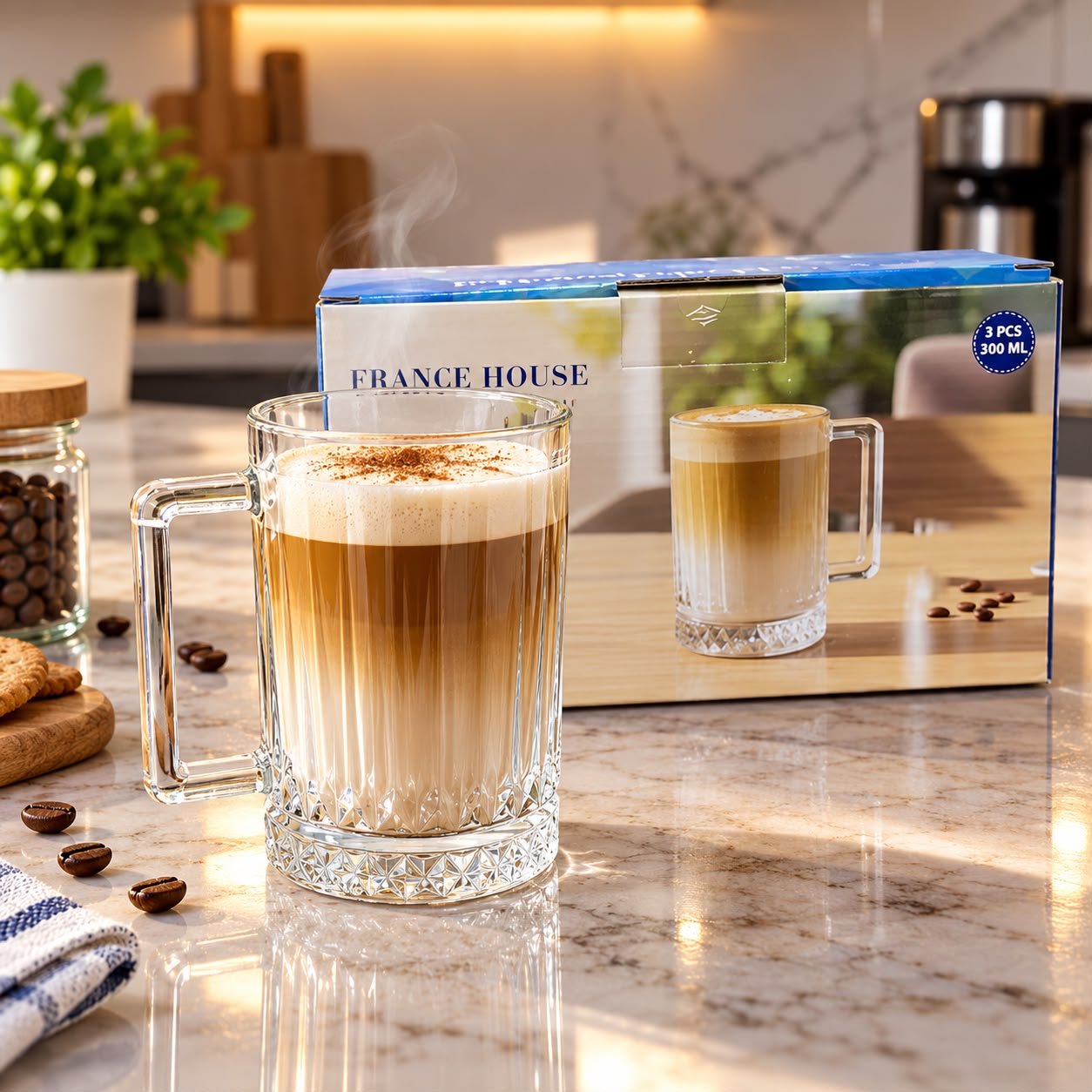 Set de 3 Mugs en Verre France House – 300 ml