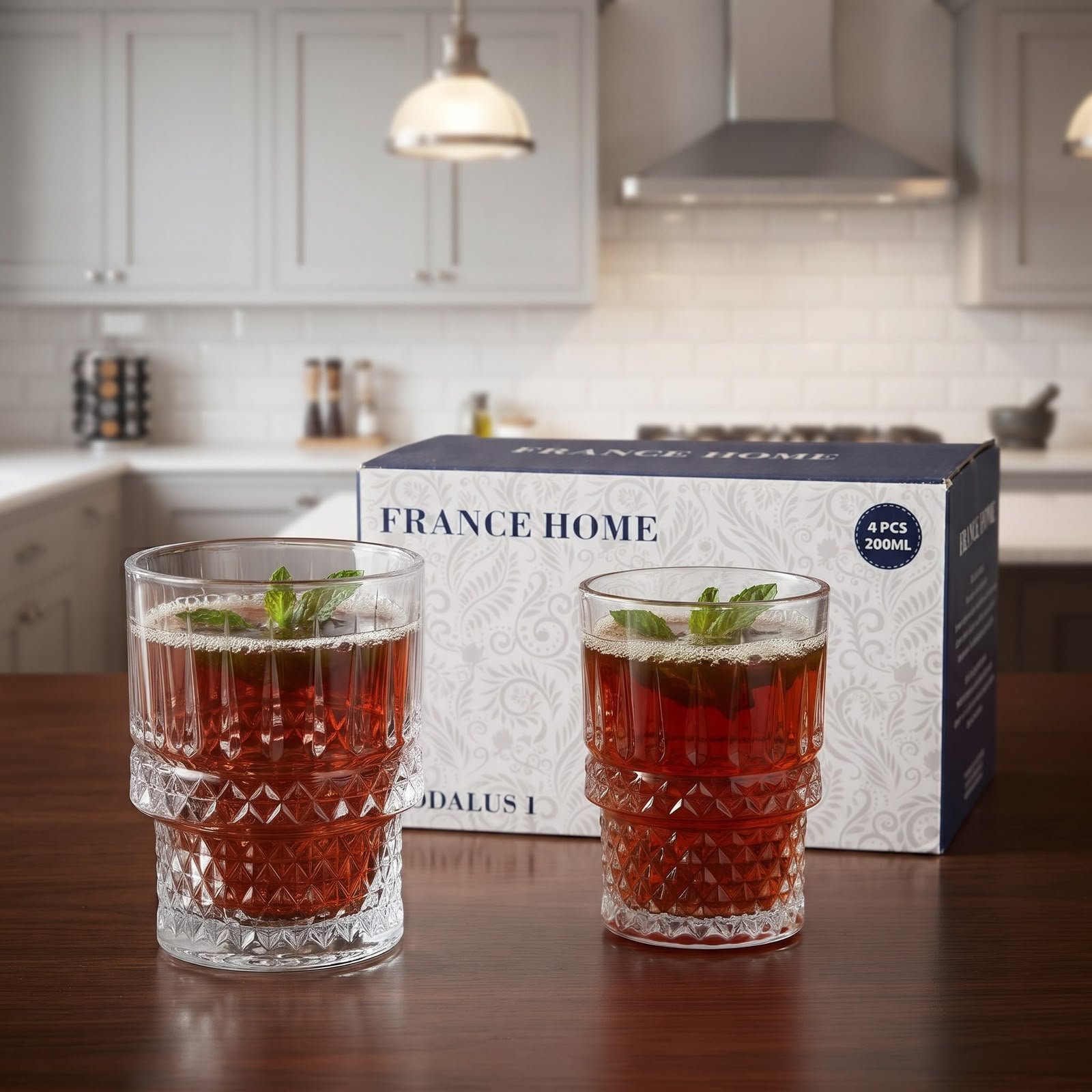 Set de 4 Verres à Thé France Home Pointes de Diamant – 200 ml