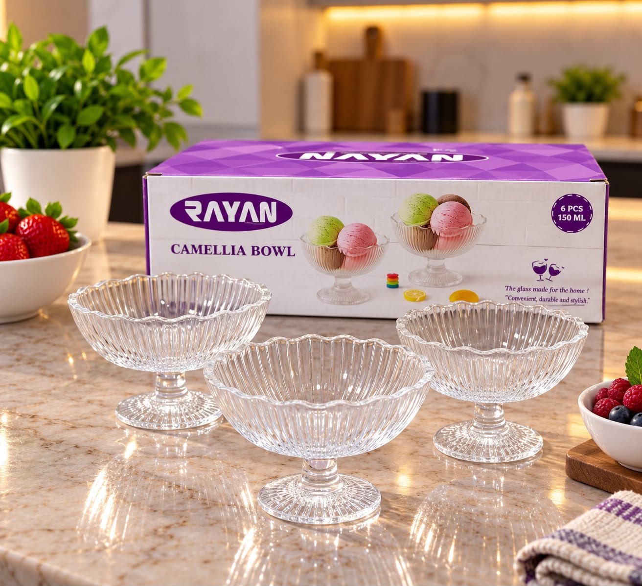Set de 6 Coupes à Glace Camellia Bowl Rayan – 150 ml