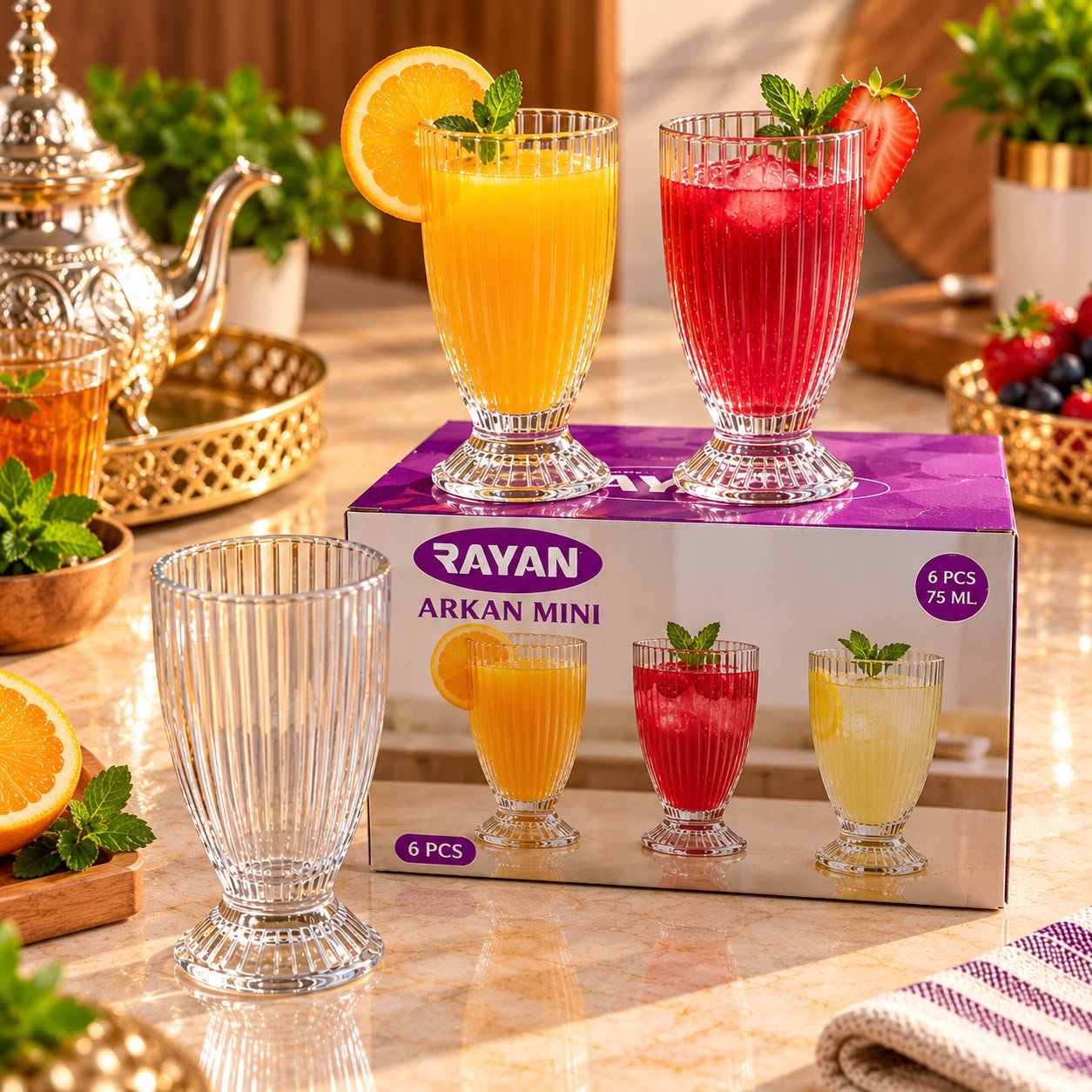 طقم 6 كؤوس بساق أركان ميني – 75 مل