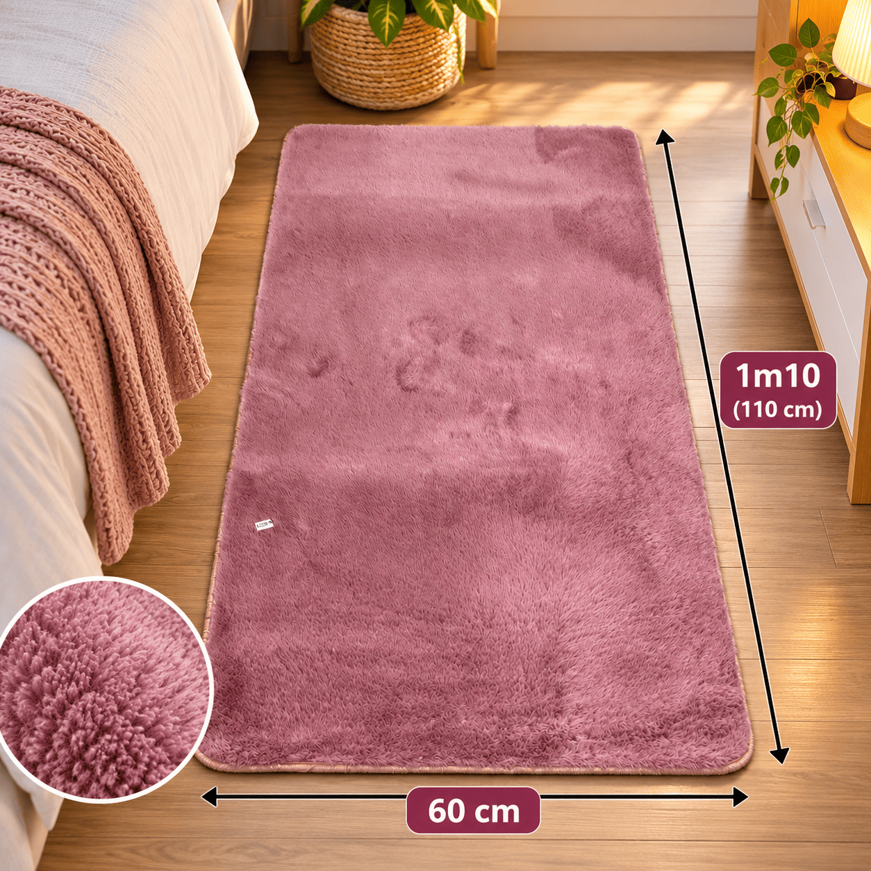 Tapis de Chambre Doux Effet Fourrure – 110 × 60 cm – 5 Coloris — 7