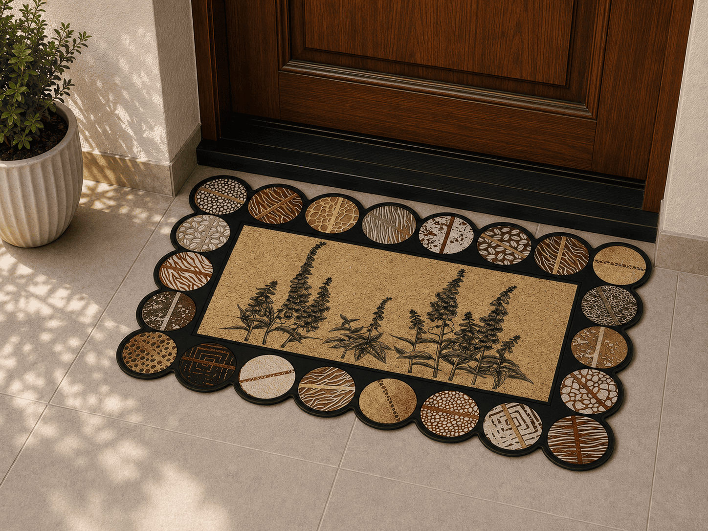Tapis d'Entrée Antidérapant Botanique – Médaillons Naturels