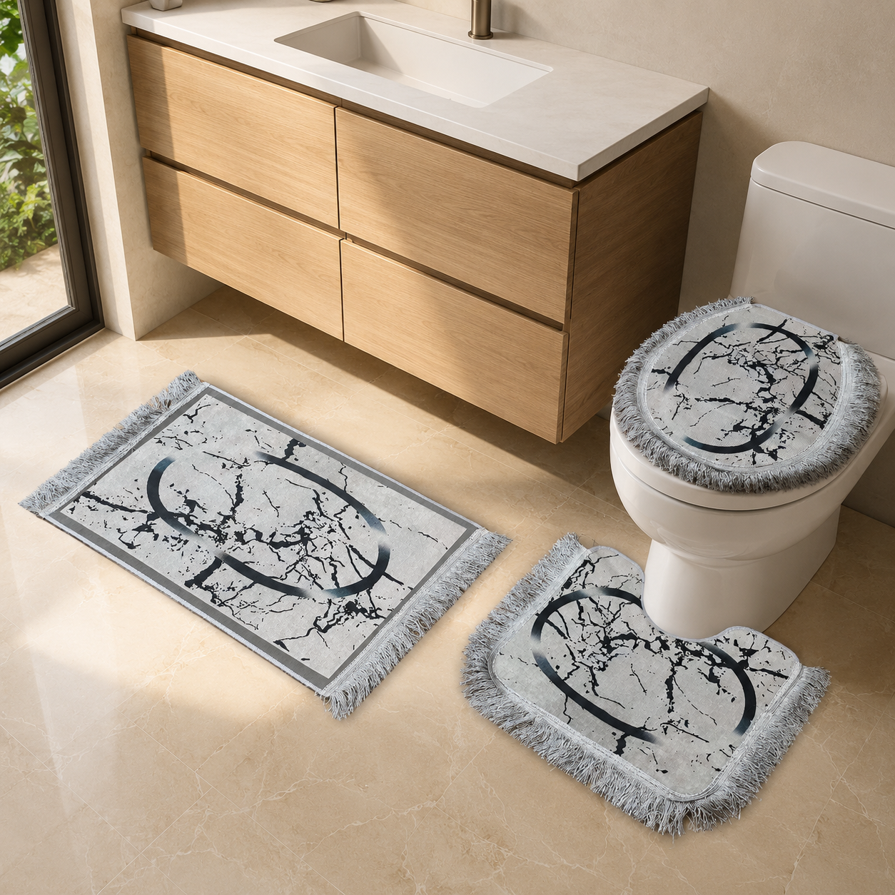 Tapis de Salle de Bain 3 Pièces Premium Atlas
