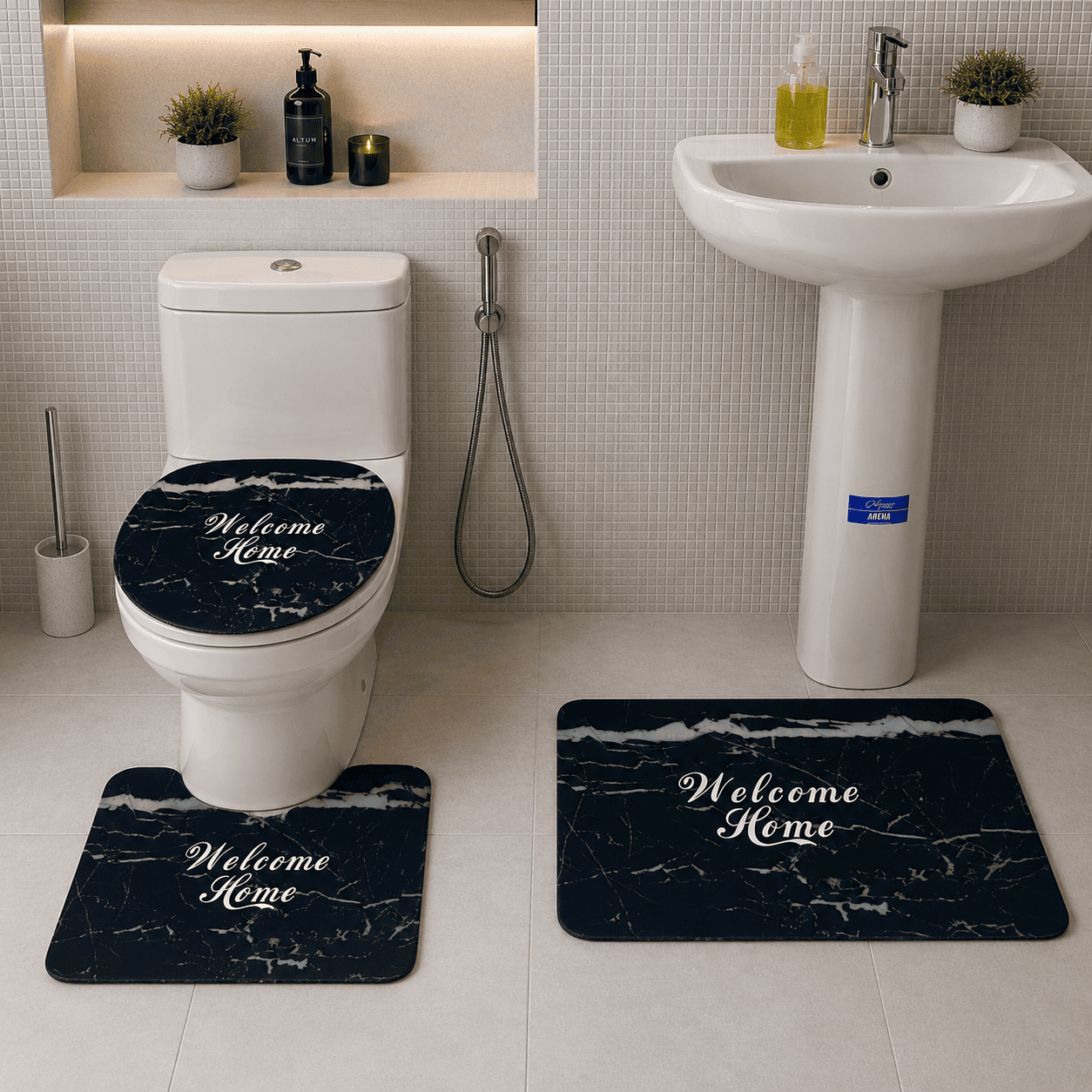 Tapis Salle de Bain Absorbant Silicone Noir Élégance Premium